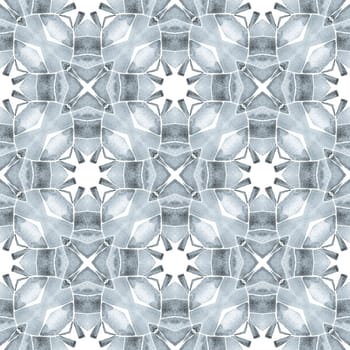 Textile ready extraordinary print, swimwear fabric, wallpaper, wrapping. Black and white cool boho chic summer design. Ethnic hand painted pattern. Watercolor summer ethnic border pattern.