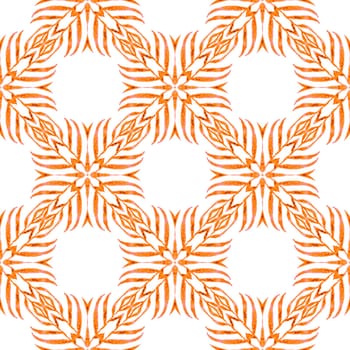 Watercolor medallion seamless border. Orange excellent boho chic summer design. Textile ready beauteous print, swimwear fabric, wallpaper, wrapping. Medallion seamless pattern.