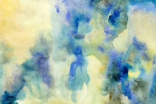 Yellow-blue green watercolor paper background texture