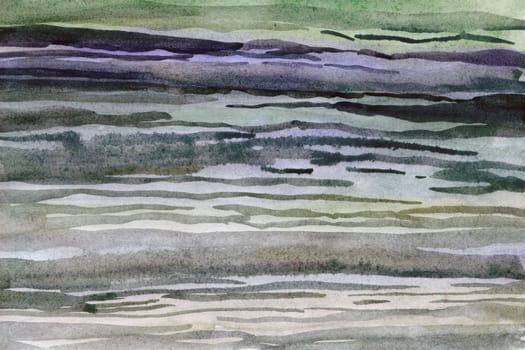 Striped green -gray watercolor paper background texture