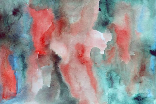 Red -blue green watercolor paper background texture