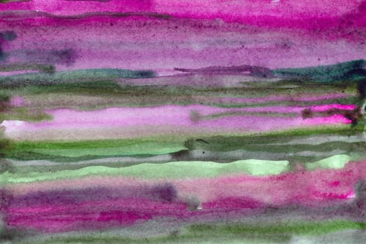 Striped pink -green watercolor paper background texture