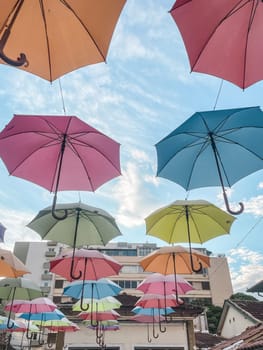 Colorful umbrella's at the center of Petropolis, Rio de Janeiro, Brazil.