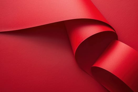 Curved edge red paper sheet with crease for business document presentation or art project concept