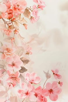 Elegant, vertical watercolor background featuring soft pink blossoms delicately painted, providing gentle and airy feel, perfect for weddings or artistic displays with ample copy space. Generative AI