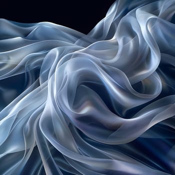 An electric blue liquid pattern emerges from the darkness, creating an artful swirl of purple and smoke on a black background, resembling a petal in a gaslike state