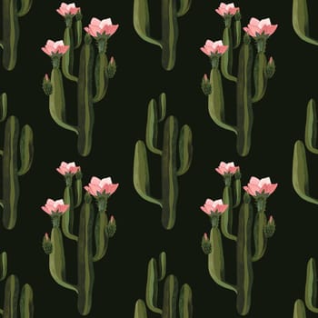 Cacti. Seamless watercolor pattern for wrapping paper, wallpaper and textiles