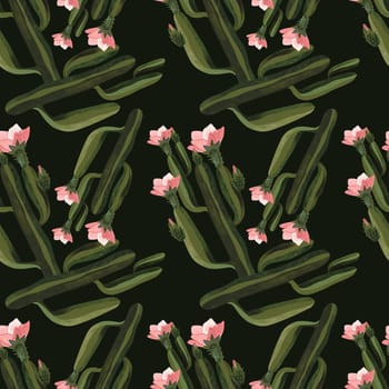 Cacti. Seamless watercolor pattern for wrapping paper, wallpaper and textiles