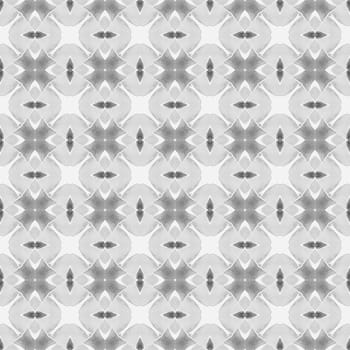 Watercolor ikat repeating tile border. Black and white neat boho chic summer design. Textile ready extra print, swimwear fabric, wallpaper, wrapping. Ikat repeating swimwear design.