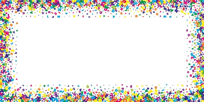 Concept of school background. Colorful childish falling letters of English language. Foreign languages study concept. Back to school banner .