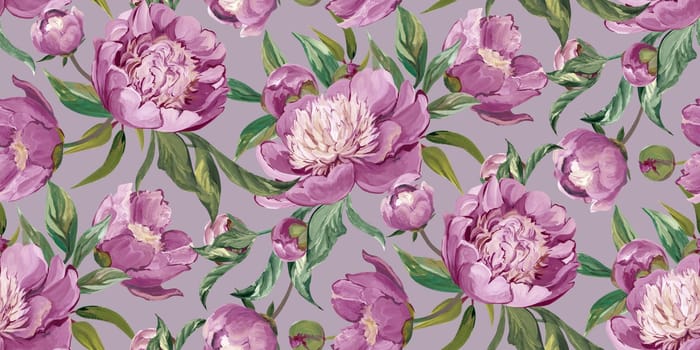 Spring seamless pattern with rose flowers and sakura blossoms for delicate home design