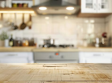 Kitchen table for items in the kitchen. Blurred background. High quality