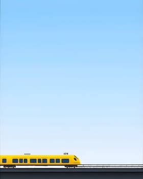 Yellow Train against Blue Sky: Transportation Concept