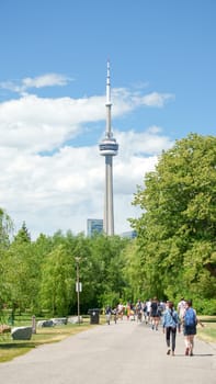 Panoramic view of Toronto skyline and Lake Ontario on a sunny day, Toronto, Ontario, Canada