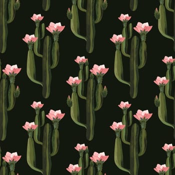 Cacti. Seamless watercolor pattern for wrapping paper, wallpaper and textiles