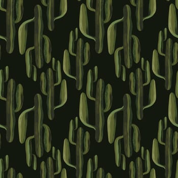 Cacti. Seamless watercolor pattern for wrapping paper, wallpaper and textiles