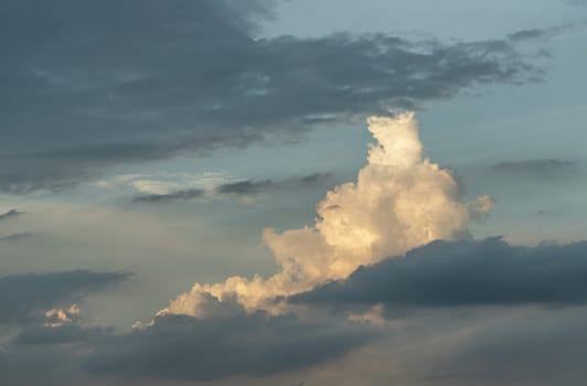 Amazing clouds like a heaven for background wallpaper and texture. The sky is being covered with fluffy white clouds, Concept idea of Imaginative clouds nature, Nature abstract composition, Copy space, Selective focus.