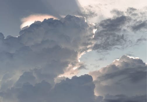 The sky is being covered with fluffy white clouds. Amazing clouds like a heaven for background wallpaper and texture, Concept idea of Imaginative clouds nature, Nature abstract composition, Copy space, Selective focus.