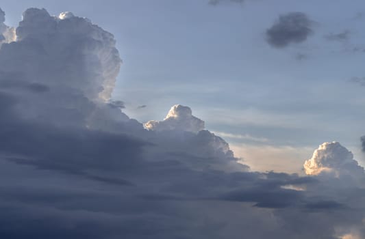 The sky is being covered with fluffy white clouds. Amazing clouds like a heaven for background wallpaper and texture, Concept idea of Imaginative clouds nature, Nature abstract composition, Space for text, Selective focus.