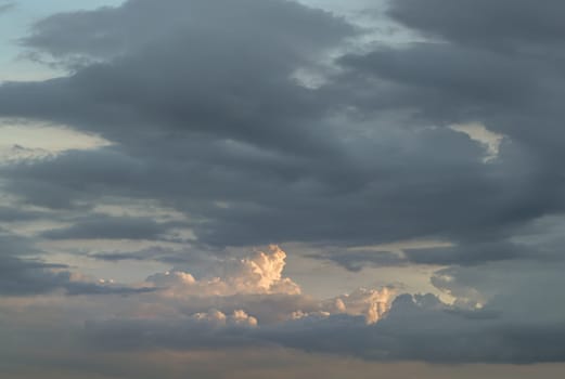 The sky is being covered with fluffy white clouds. Amazing clouds like a heaven for background wallpaper and texture, Concept idea of Imaginative clouds nature, Nature abstract composition, Space for text, Selective focus.