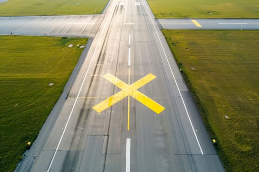 airport runway closed mark x yellow cross color .ai generative.