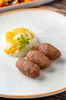 Turkish meatball traditional kofte. Spicy meatballs Kebab or Kebap