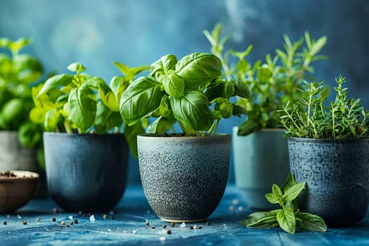 Rustic Kitchen Herb Pots. AI generated.