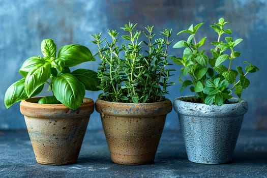 Rustic Kitchen Herb Pots. AI generated.