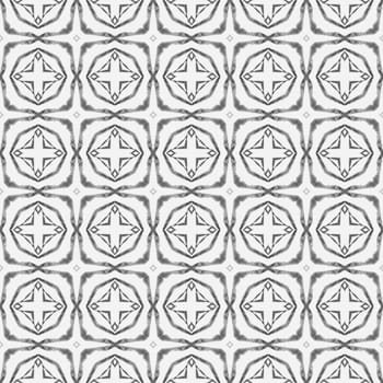 Textile ready modern print, swimwear fabric, wallpaper, wrapping. Black and white noteworthy boho chic summer design. Tiled watercolor background. Hand painted tiled watercolor border.