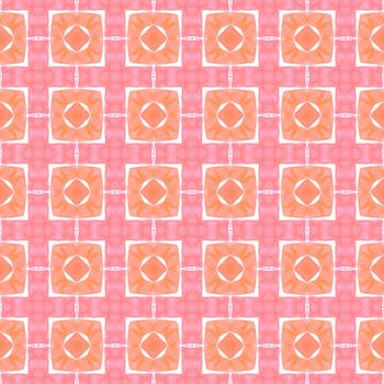 Watercolor ikat repeating tile border. Orange excellent boho chic summer design. Ikat repeating swimwear design. Textile ready imaginative print, swimwear fabric, wallpaper, wrapping.
