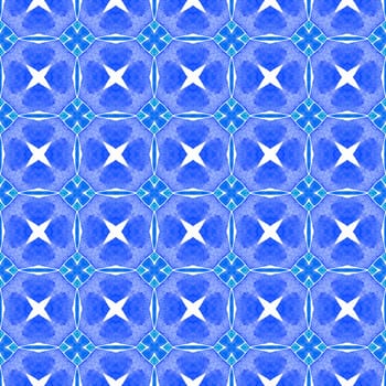Hand drawn tropical seamless border. Blue optimal boho chic summer design. Tropical seamless pattern. Textile ready fine print, swimwear fabric, wallpaper, wrapping.
