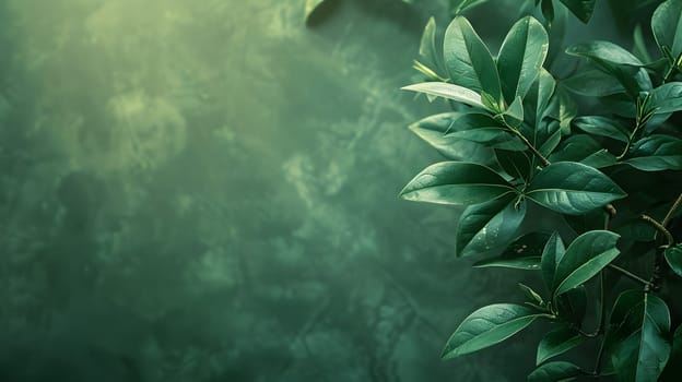 A close up shot of a terrestrial plant with green leaves, possibly belonging to the hemp family, set against a lush green jungle background