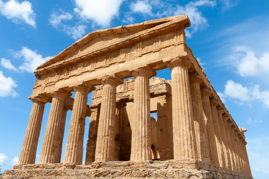 Agrigento, Sicily, Italy May 3 2024: The Temple of Concordia in the Valley of the Temples in Agrigento, Sicily, Italy