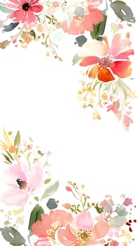 A beautiful watercolor painting of colorful flowers and leaves on a white background, creating a happy and vibrant bouquet of artificial flowers. Perfect for flower arranging and decorating