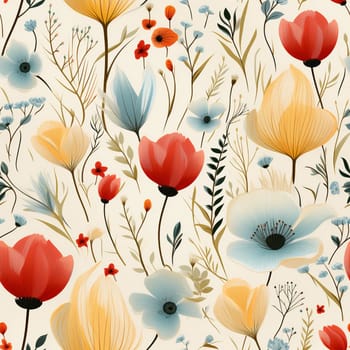 Seamless pattern tile background flowers and floral leaves plants. High quality photo