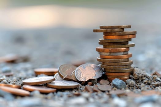Economic downturn, debt crisis and market crash concept shown by shattering coins AIG41