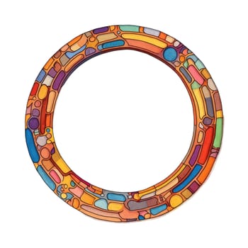 Simple and symmetric artwork of vivid colors in geometric shape, object colored by yellow, pink, and blue frame beautiful watercolor. Drawing in abstract modern style for design and graphic. AIG35.