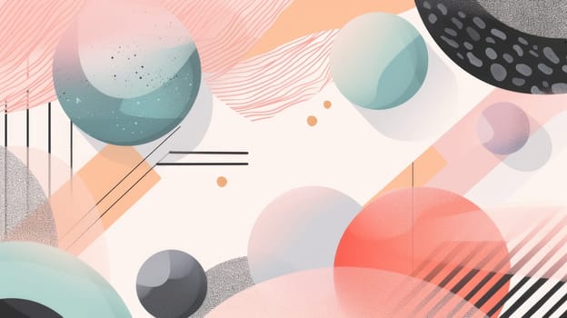 Minimalistic abstract picture of geometry pattern with pastel color. Geometric pattern design with vibrant colorful watercolors. The geometric shapes making up the pattern. Modern art concept. AIG42.