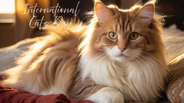 Wallpaper, image to celebrate the international cat day.Horizontal photo of a cute feline.