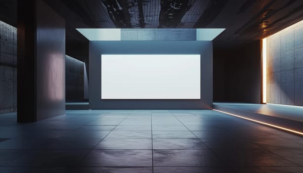 A large white wall with a black frame by AI generated image.