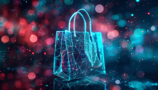 A bag with a blue and red background by AI generated image.