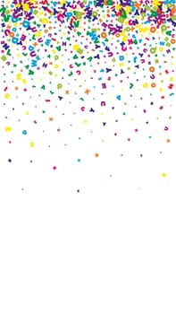 Flying latin letters. Colorful childish scattered charachters of English alphabet. Foreign languages study concept. Back to school banner .