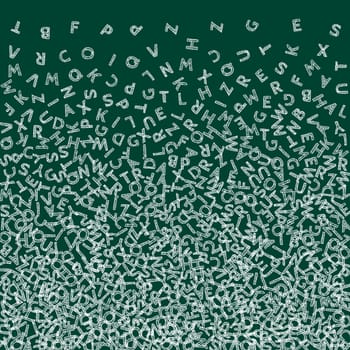 Flying latin letters. Colorful childish scattered charachters of English alphabet. Foreign languages study concept. Back to school banner .