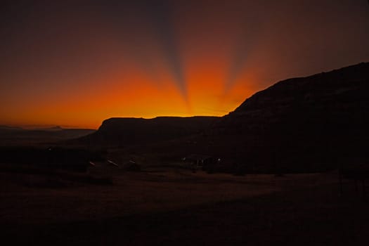 Dawn breaking over the Drakensberg mountains in Eastern Free State Provinve South Africa