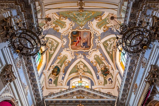 SCICLI, SICILY, ITALY, JUNE 20, 2018 : architectural details of San Bartolomeo church, june 20, 2018,  in Scicli, sicily, italy