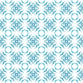 Textile ready bold print, swimwear fabric, wallpaper, wrapping. Blue wonderful boho chic summer design. Watercolor medallion seamless border. Medallion seamless pattern.