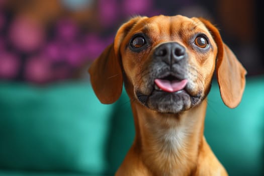 Adorable brown puppy with cute expression and furry coat, looking friendly and playful