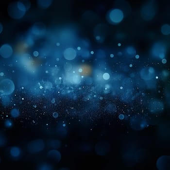 Abstract blue bokeh background with blurred light sparkles and glow in an out-of-focus pattern
