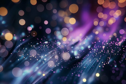 Purple abstract bokeh background with colorful lights, blur glow, and shiny atmosphere