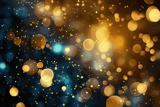 Abstract bokeh light with blurred golden circles and dots, glowing pattern in the background